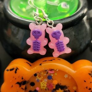 Gummy bear skeleton earrings